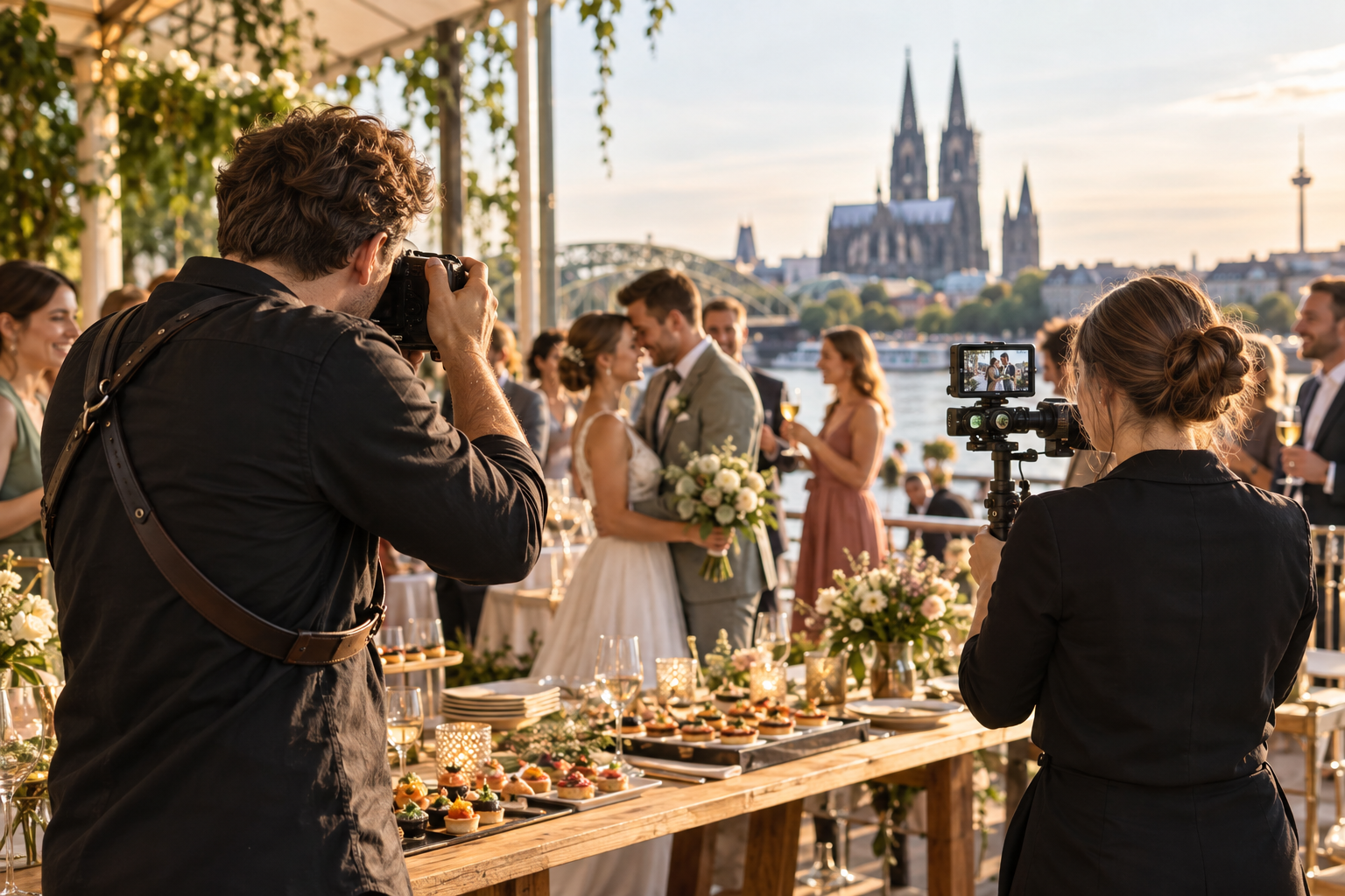 Fotografie & Video für besondere Momente in Köln und der Region Fotografie & Video in Köln: Eventfotograf fotografiert Gäste an einer festlich gedeckten Tafel
